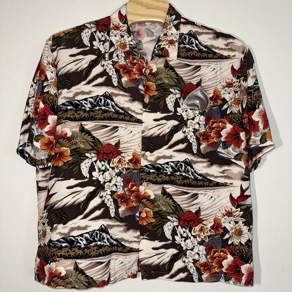 Alan Stuart Men's 2XL Button Up Rayon Hawaiin Shirt Coastal Floral Vintage USA